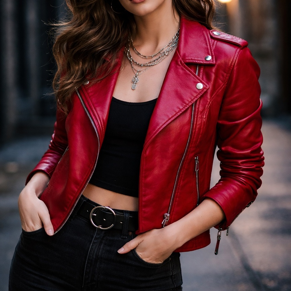 Levi Strauss & Co. Red Leather Biker Jacket